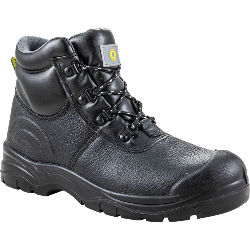 Unisex Metal Safety Boots, Size 10, Black, Leather Upper, Steel Toe Cap, S1P, EN ISO 20345:2011