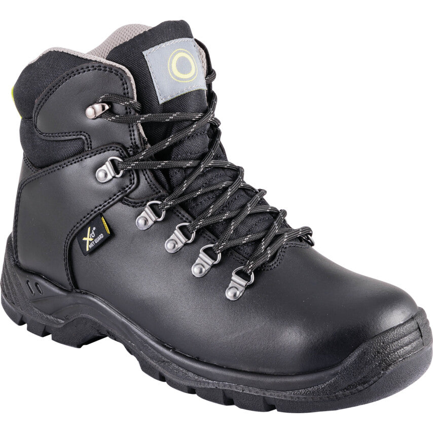 Unisex Metal Safety Boots, Size 8, Black, Leather Upper, Steel Toe Cap, S3, EN ISO 20345:2011