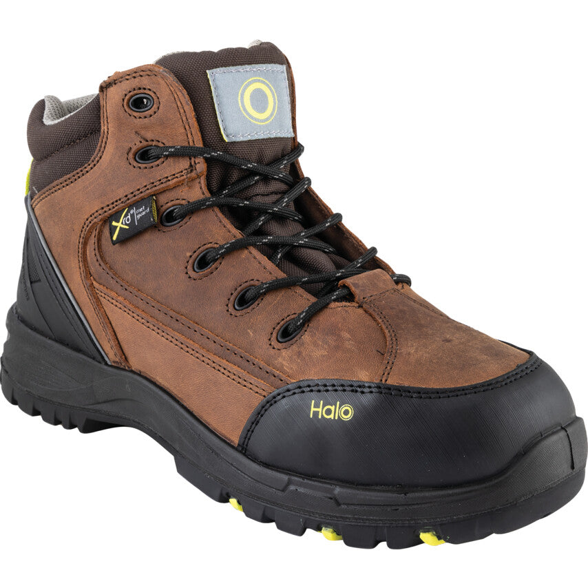 Unisex Composite Safety Boots, Size 12, Brown, Leather Upper, Composite Toe Cap, S3, EN ISO 20345:2011