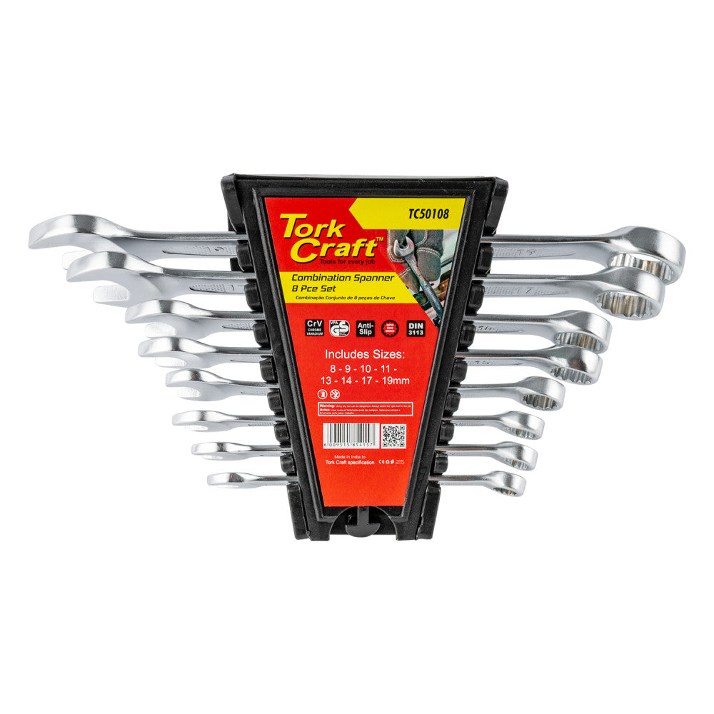 Tork Craft 8mm - 14mm Combination Spanner Set 8 Piece