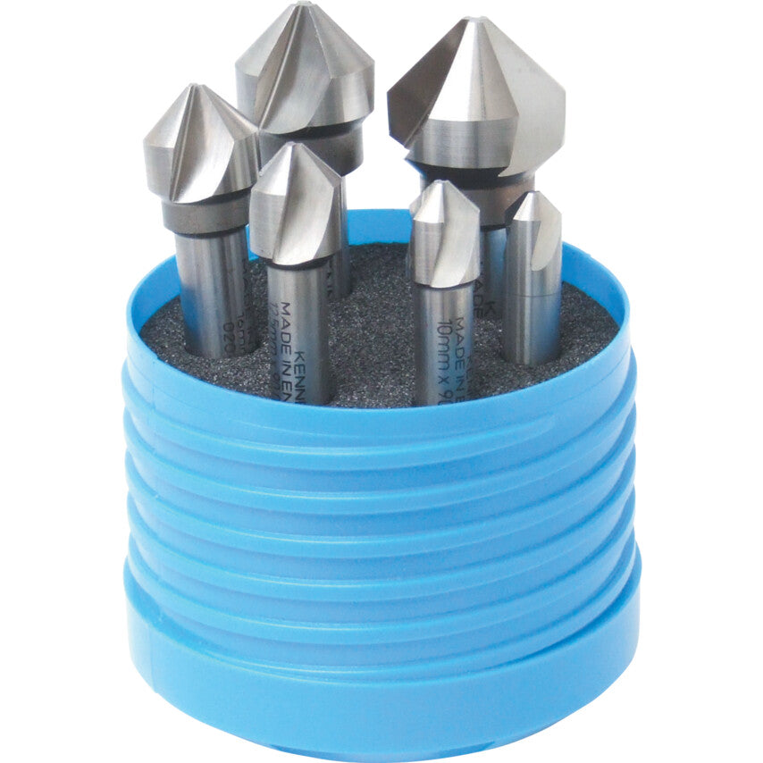 Countersink Set, Countersink, Straight Shank, Set of 6, Cobalt High Speed Steel, Uncoated