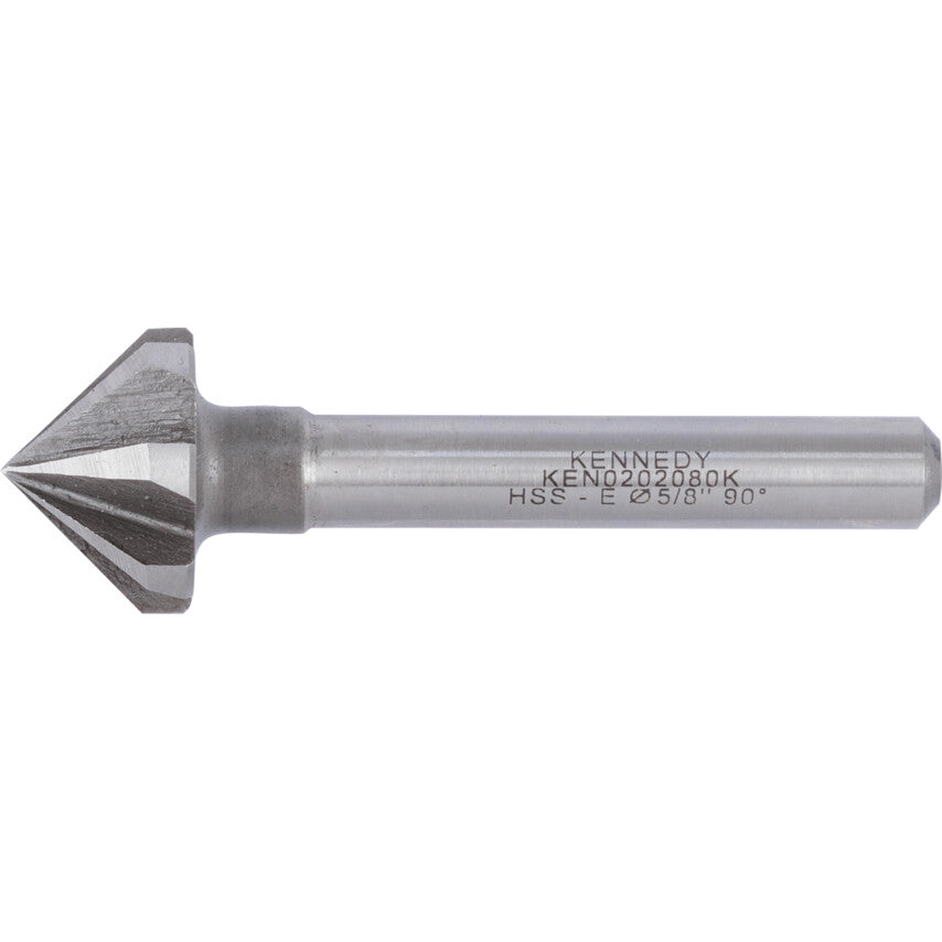 90°, Countersink, 5/8in., Straight Shank, 6 fl, Cobalt High Speed Steel