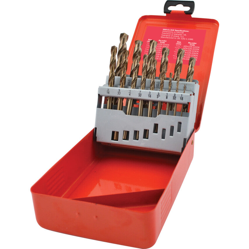 HSS-COBALT S/SDRILLS 1/16"-1/2" x1/32" (SET-15)