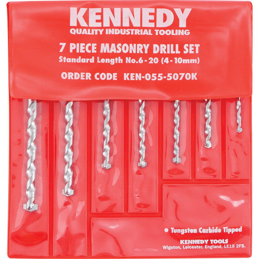 Masonry Drill Bit Set, 4-10mm, Straight, 7 Pack