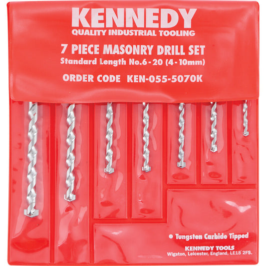 Masonry Drill Bit Set, 4-10mm, Straight, 7 Pack