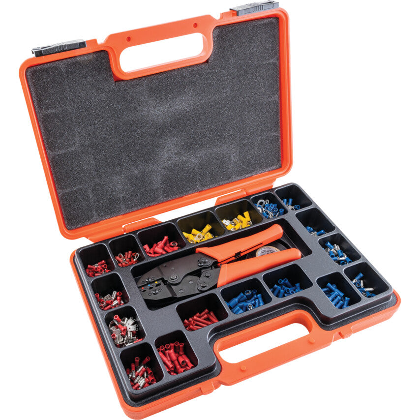 Crimping Tool Kit for Insulated Terminals, Red Connector: 0.5 - 1.00mm², Blue Connector: 1.5 - 2.5mm², Yellow Connector: 4.0 - 6.0mm², 220mm Overall Length