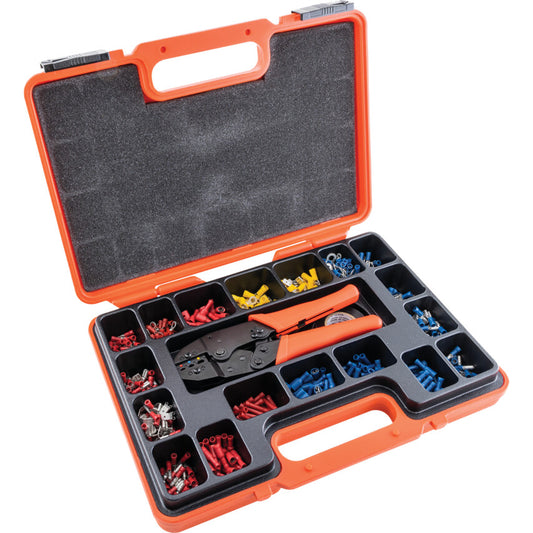 Crimping Tool Kit for Insulated Terminals, Red Connector: 0.5 - 1.00mm², Blue Connector: 1.5 - 2.5mm², Yellow Connector: 4.0 - 6.0mm², 220mm Overall Length