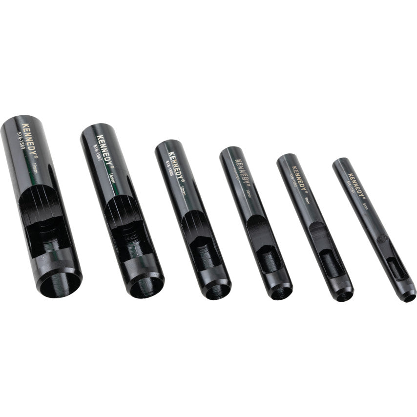 Carbon Steel, Hollow Punch Set, Point 10mm/12mm/16mm/19mm/6mm/8mm, 100mm/105mm/115mm/117mm/118mm