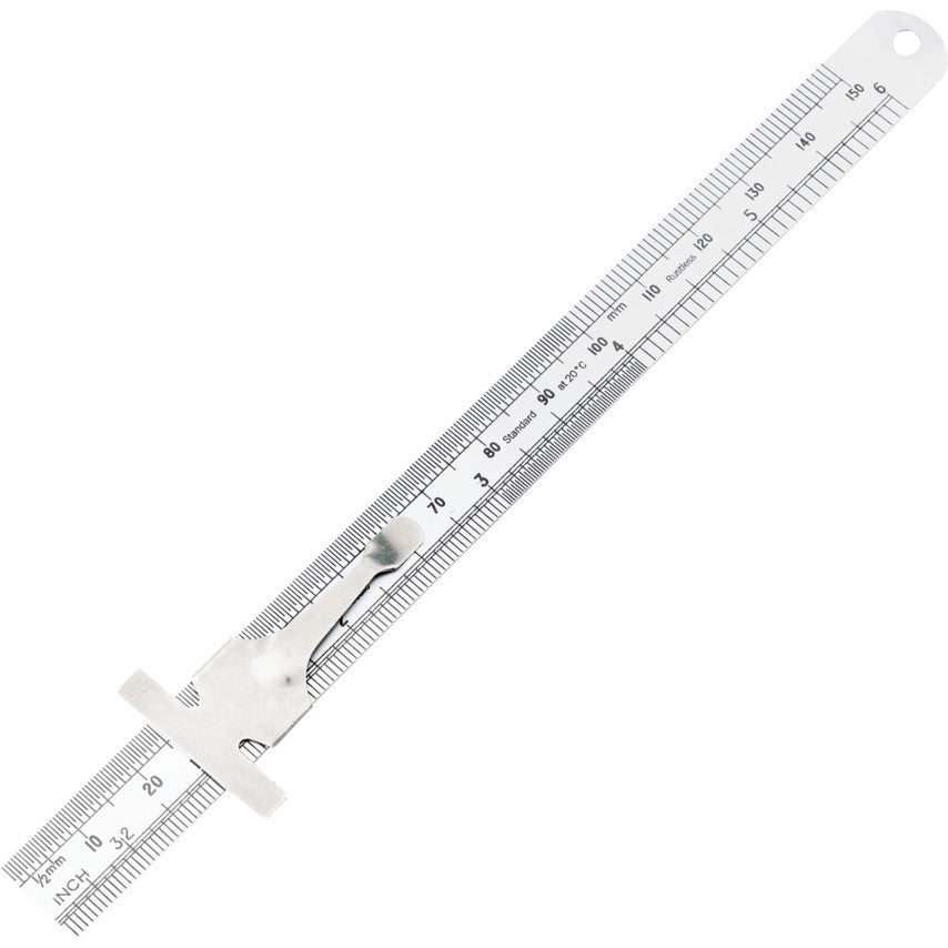 150mm/6" RUSTLESS RULE & CLIP ROUND END