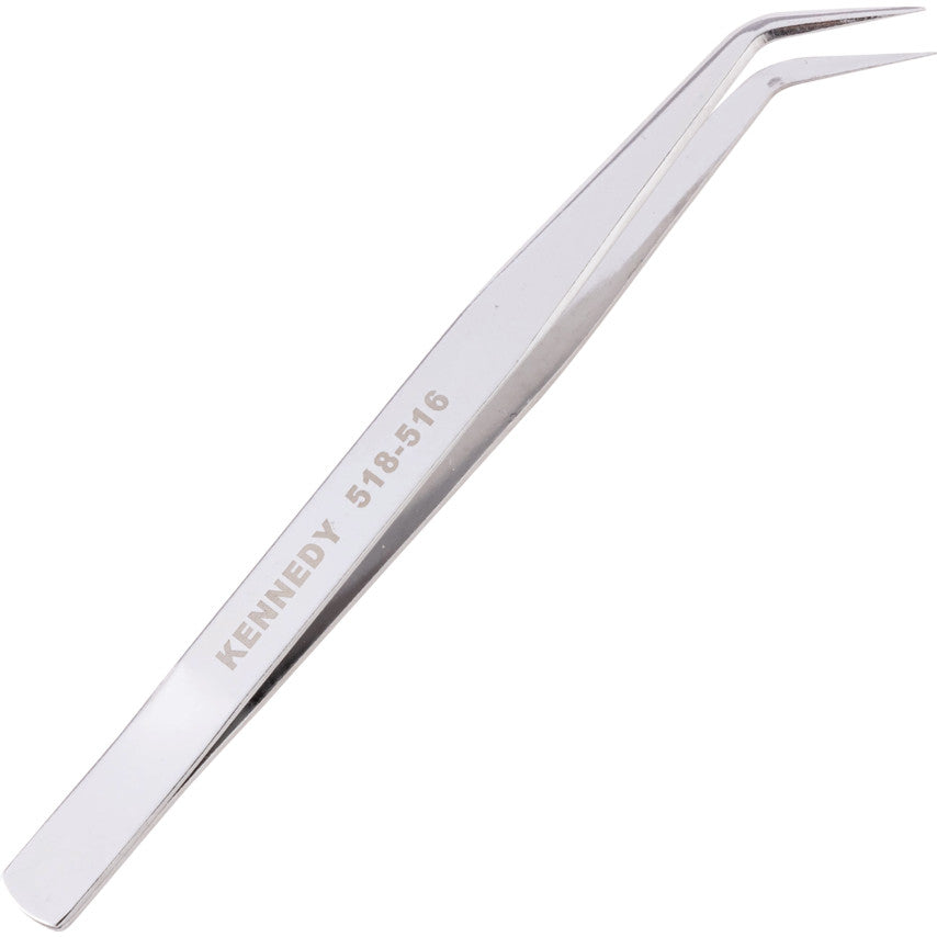Bent Nose Tweezers, Stainless Steel Tip, 145mm