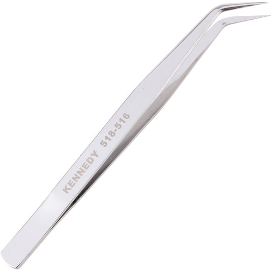 Bent Nose Tweezers, Stainless Steel Tip, 145mm