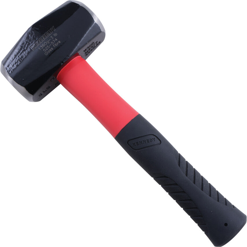 Lump Hammer, 3lb, Fibreglass Shaft, Anti-vibration