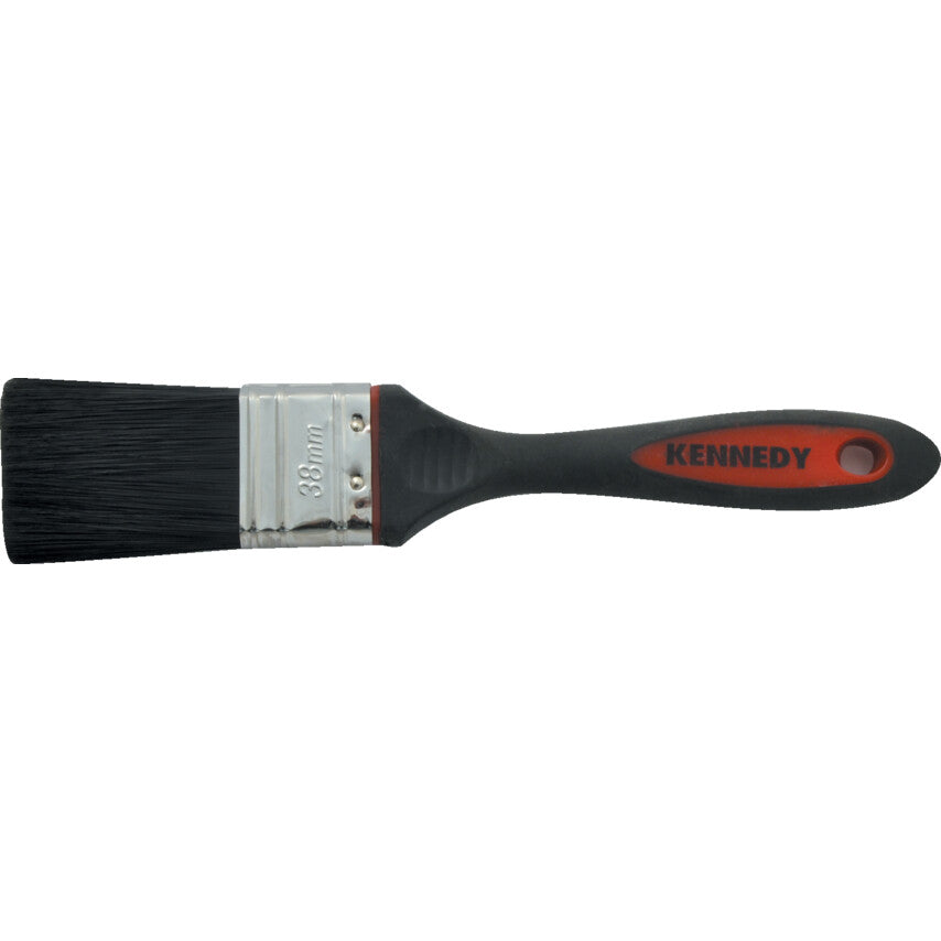 1.5in., Flat, Synthetic Bristle, Angle Brush, Handle Rubber