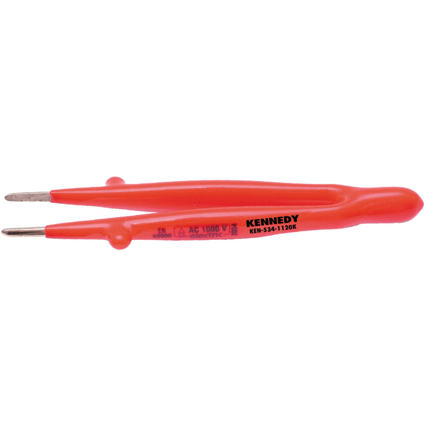 Straight Nose Tweezers, Stainless Steel Tip, 145mm, ESD, Insulated