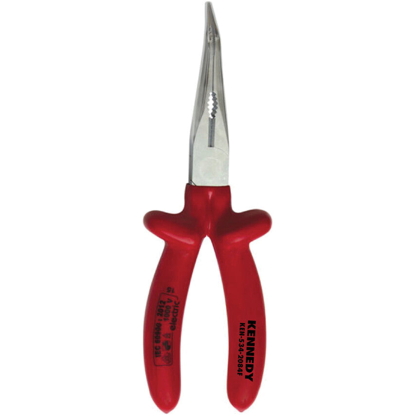 Snipe Nose Pliers, Serrated, Steel, 200mm, Insulated