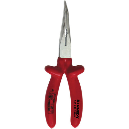 Snipe Nose Pliers, Serrated, Steel, 200mm, Insulated