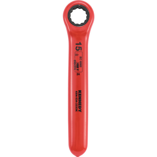 15MM INSULATED RATCHET RING SPANNER DOUBLE TRIANGLE 1000 V