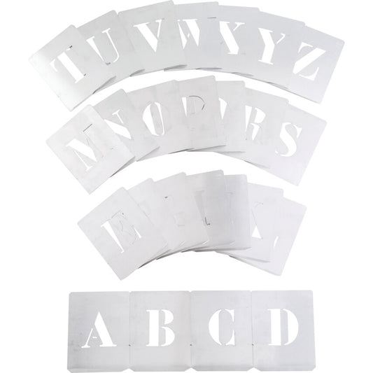 A to Z, Steel, Stencil, 70mm Character Height, Set of 26