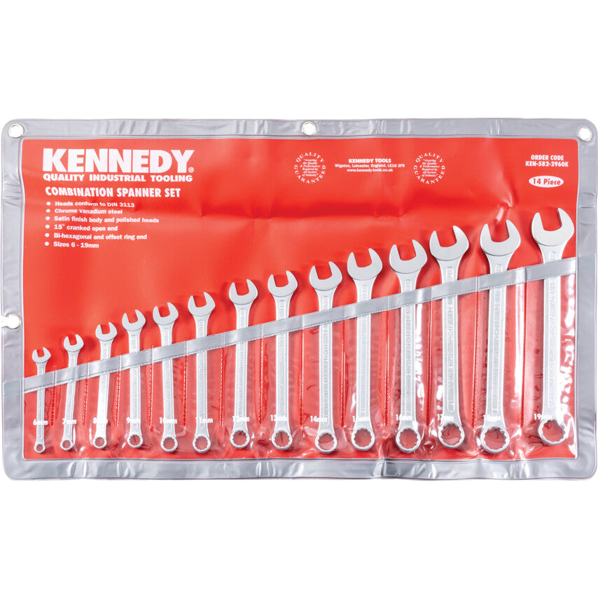 Metric, Combination Spanner Set, 6 - 19mm, Set of 14, Chrome Vanadium Steel