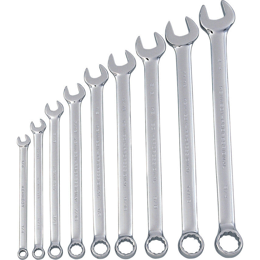 Imperial, Combination Spanner Set, 1/4 - 3/4in., Set of 9, Chrome Vanadium Steel