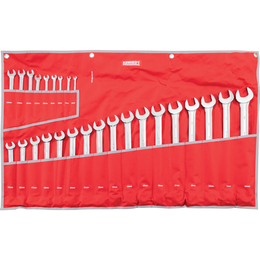 Metric, Combination Spanner Set, 6 - 32mm, Set of 26, Chrome Vanadium Steel