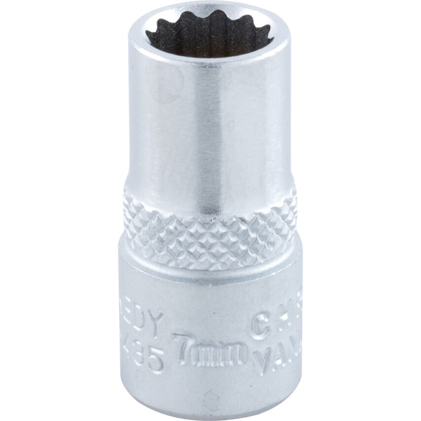 1/4in. Drive, Standard Bi-Hexagon Socket, 7mm, Metric, Chromed Finish