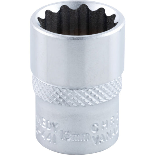 1/4in. Drive, Standard Bi-Hexagon Socket, 13mm, Metric, Chromed Finish