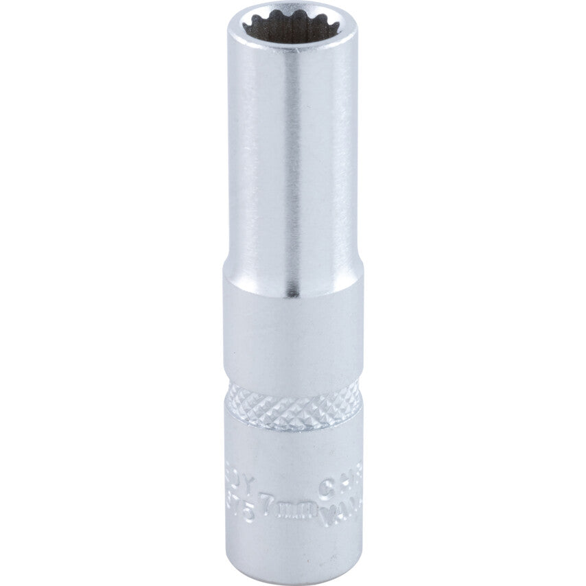 1/4in. Drive, Deep Bi-Hexagon Socket, 7mm, Metric, Chromed Finish