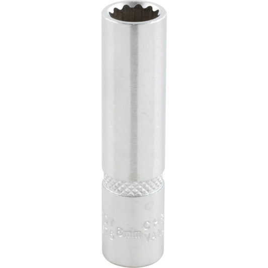 1/4in. Drive, Deep Bi-Hexagon Socket, 8mm, Metric, Chromed Finish