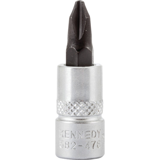 1/4in. Drive, Standard Screwdriver Bit Socket, No. 2, Phillips, Polished Finish