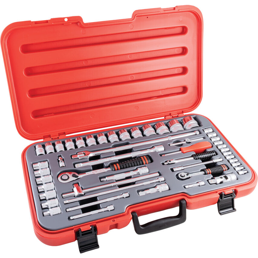 1/4 - 1/2in. Drive, Socket Set, Metric, 4mm - 36mm, Set of 50, Chromed Finish
