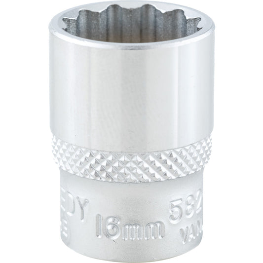 3/8in. Drive, Standard Bi-Hexagon Socket, 16mm, Metric, Chromed Finish