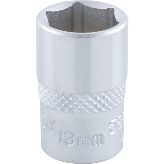 3/8in. Drive, Standard Hexagon Socket, 13mm, Metric, Chromed Finish