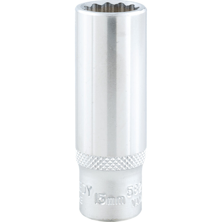3/8in. Drive, Deep Bi-Hexagon Socket, 15mm, Metric, Chromed Finish