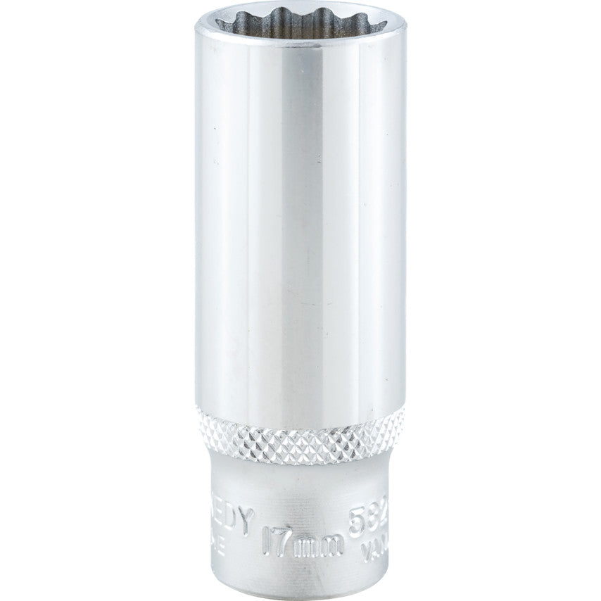 3/8in. Drive, Deep Bi-Hexagon Socket, 17mm, Metric, Chromed Finish