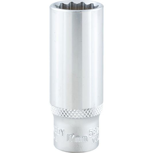 3/8in. Drive, Deep Bi-Hexagon Socket, 17mm, Metric, Chromed Finish