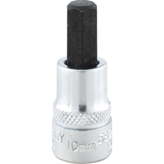 3/8in. Drive, Standard Hexagon Bit Socket, 10mm, Metric, Chromed Finish