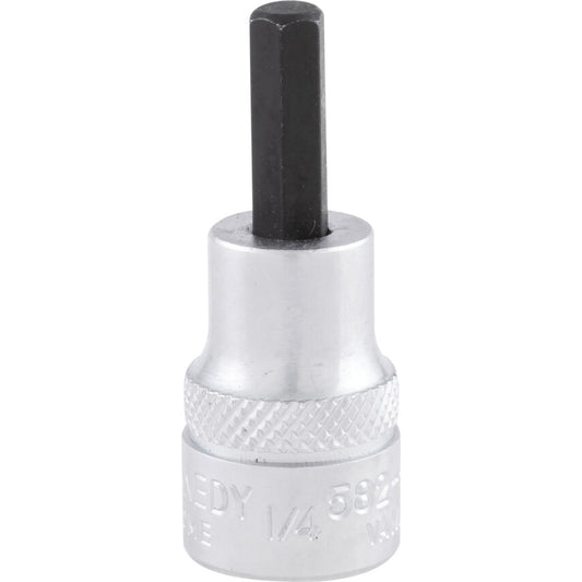 3/8in. Drive, Standard Hexagon Bit Socket, 1/4in. Imperial, Chromed Finish