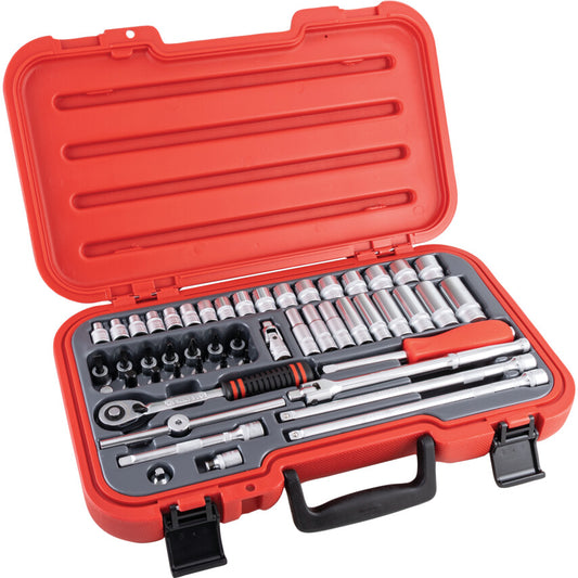 3/8in. Drive, Socket Set, Metric, 6mm - 22mm, Set of 50, Chromed Finish