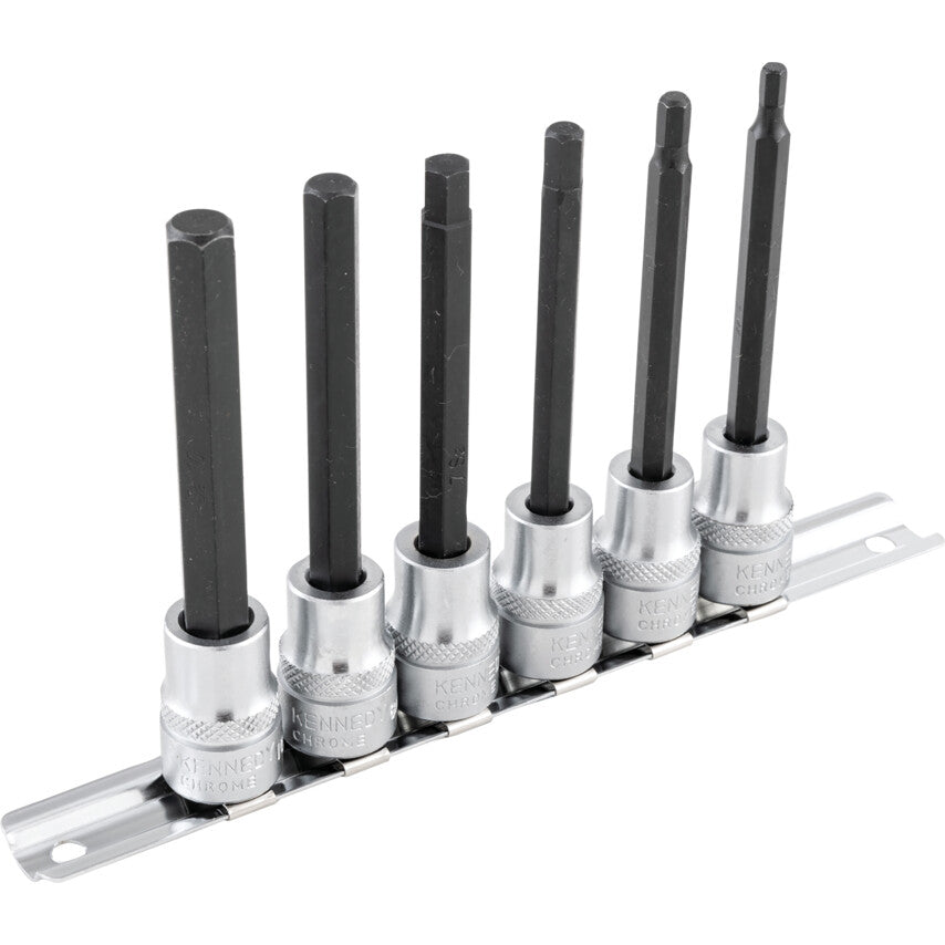 3/8in. Drive, Socket and Bit Set, Metric, 4mm - 10mm, Set of 6, Chromed Finish