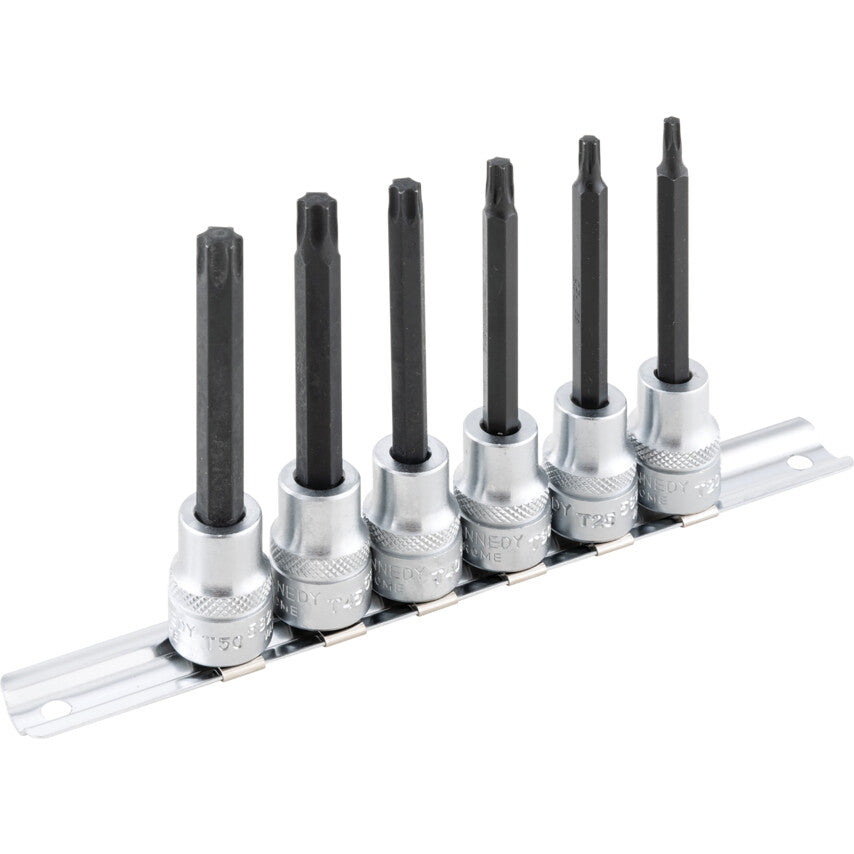 3/8in. Drive, Socket and Bit Set, Metric, T20 - T50, Set of 6, Chromed Finish