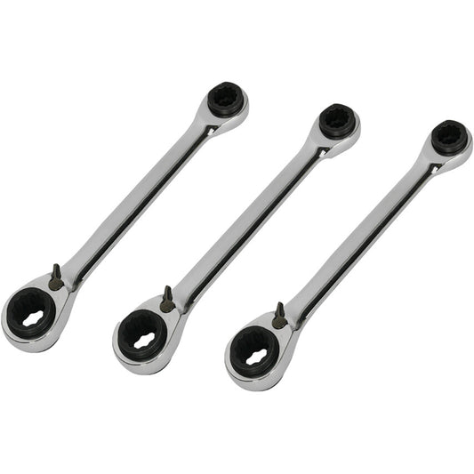 Metric, Ratchet Spanner Set, 8 - 19mm, Set of 3, Chrome Vanadium Steel