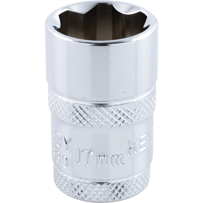 1/2in. Drive, Standard KenGrip® Socket, 17mm, Metric, Chromed Finish