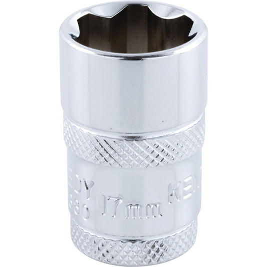 1/2in. Drive, Standard KenGrip® Socket, 17mm, Metric, Chromed Finish