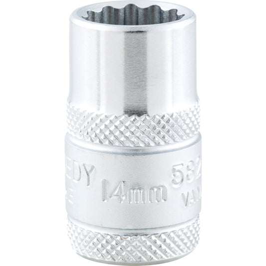 3/8in. Drive, Standard Bi-Hexagon Socket, 1/4in. AF, Polished Finish