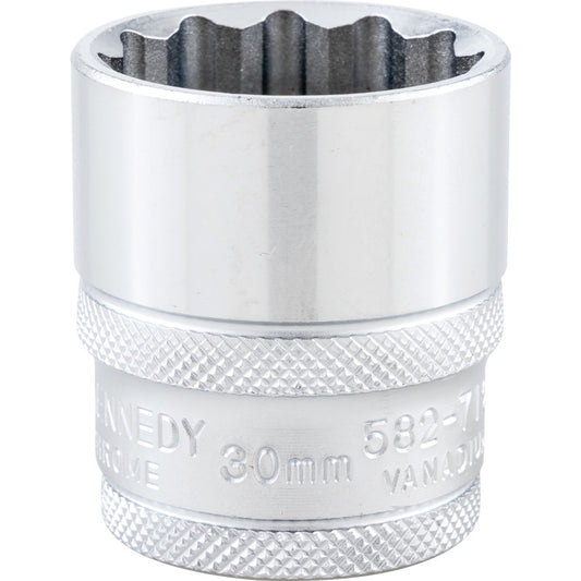1/2in. Drive, Standard Bi-Hexagon Socket, 30mm, Metric, Polished Finish