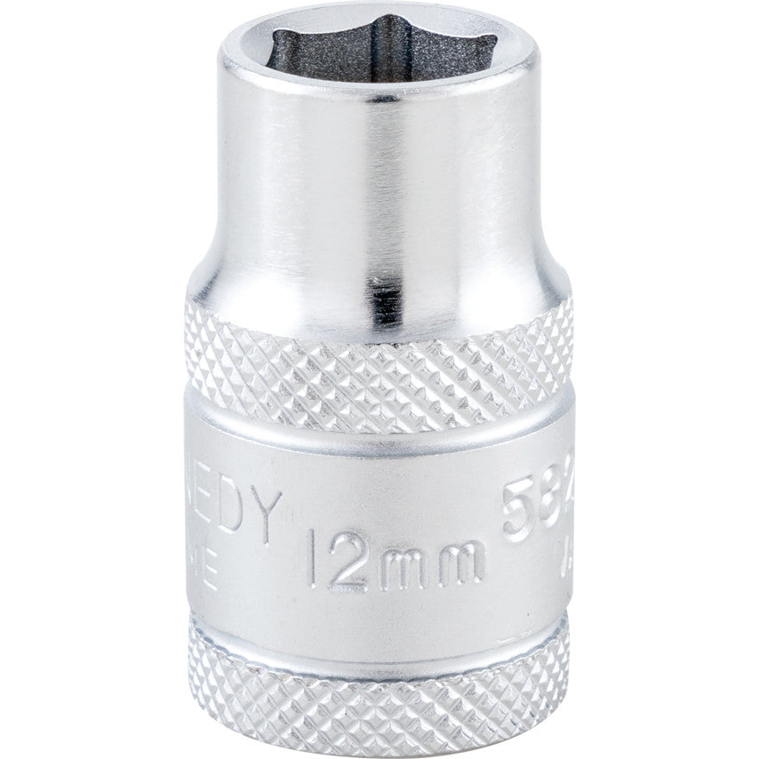 1/2in. Drive, Standard Hexagon Socket, 12mm, Metric, Polished Finish