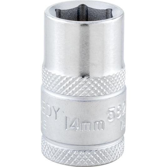 1/2in. Drive, Standard Hexagon Socket, 14mm, Metric, Polished Finish