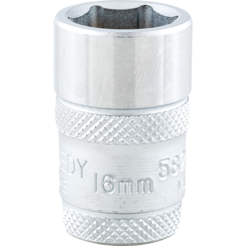 1/2in. Drive, Standard Hexagon Socket, 16mm, Metric, Polished Finish