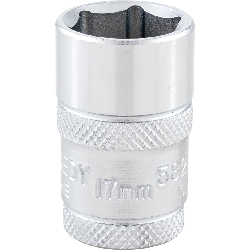 1/2in. Drive, Standard Hexagon Socket, 17mm, Metric, Polished Finish